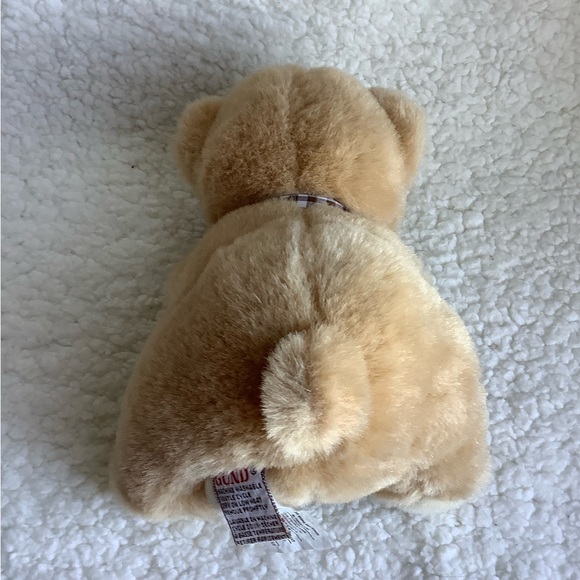 GUND 1993 Plush Tan Sitting Bear w Big Nose and Bow Stuffed Animal Toy - Picture 5 of 6